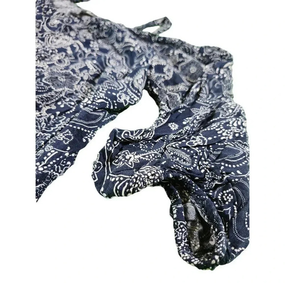 Torrid Blue Paisley Cold Shoulder Blouse – Boho Print, Size 0 (Large/12) - Picture 4 of 6